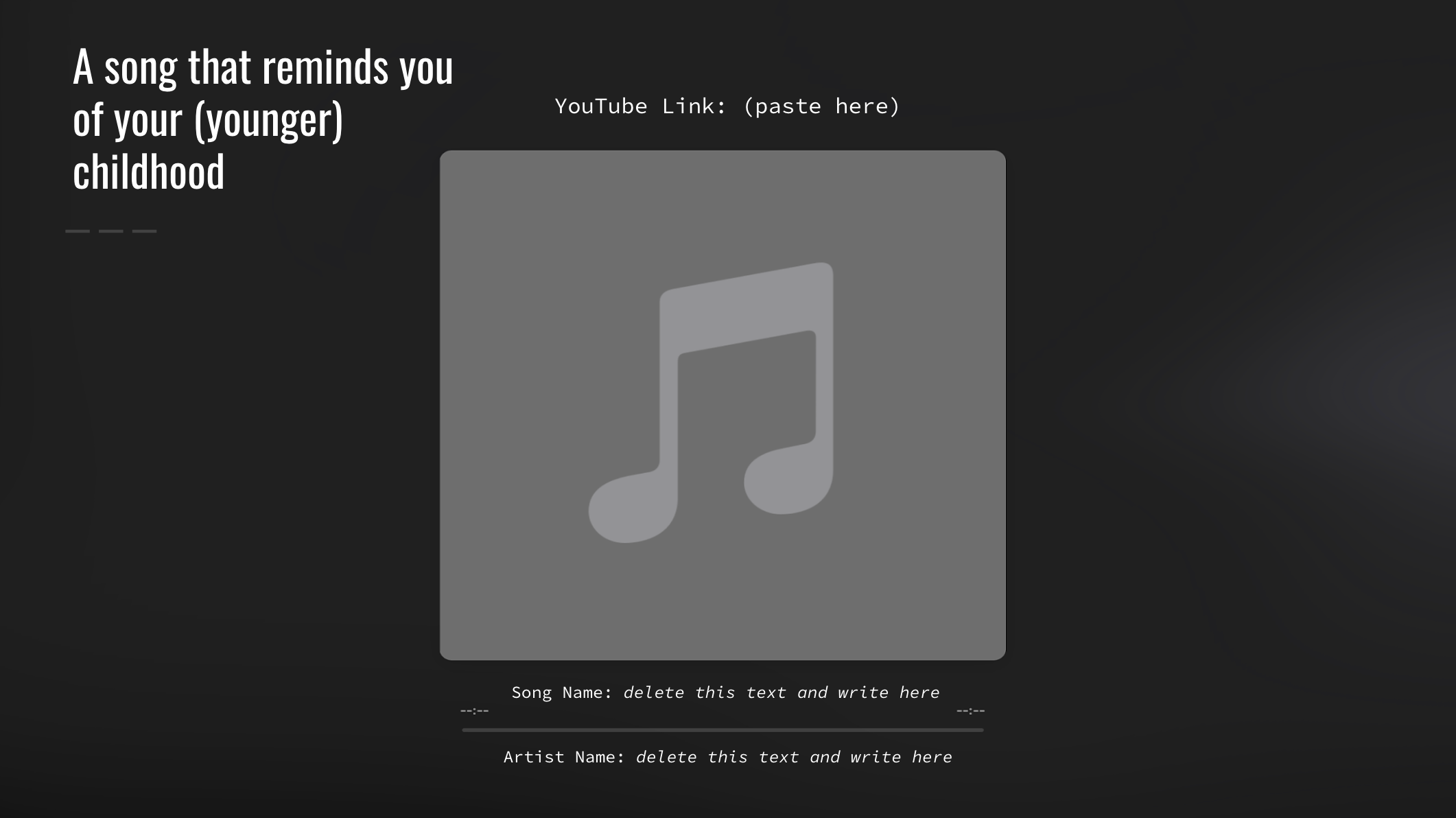 Another slide showing the "reminds you of your younger childhood" prompt