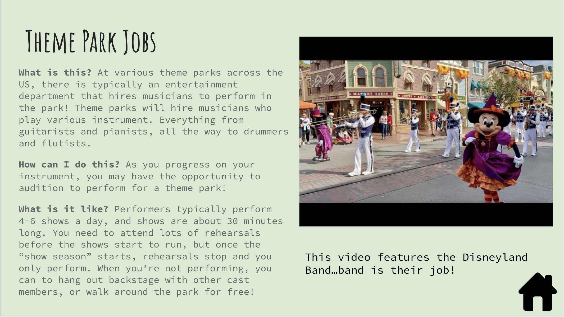 Individual career exploration slides showing color coordination