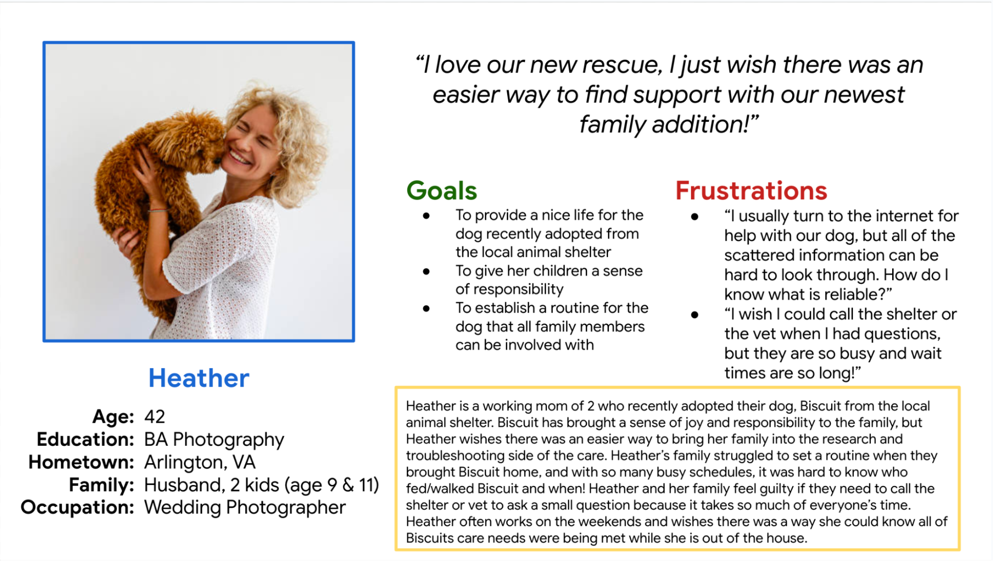 Persona document for Heather