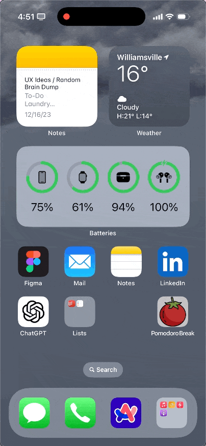 A GIF showing the Pomodoro Break shortcut in action, randomly selecting an activity