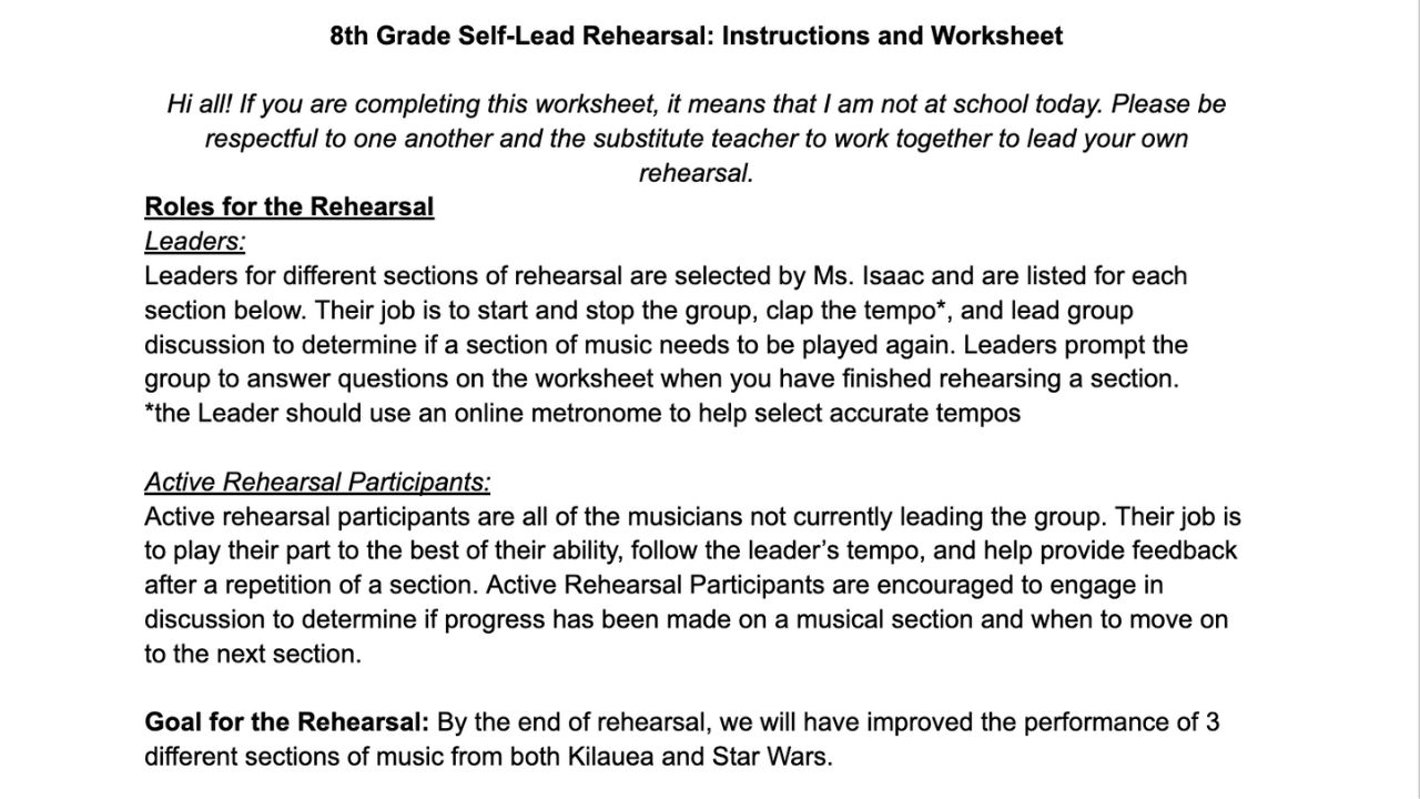Thumbnail for 8th Grade Self-Lead Rehearsal